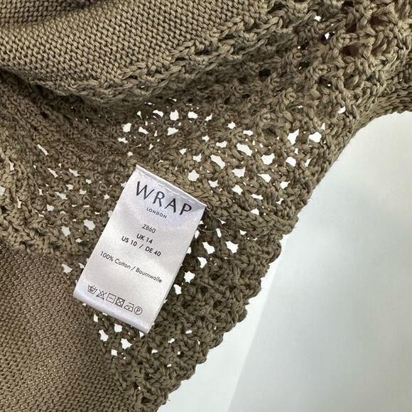 Wrap London Open Front Knit Cardigan Olive Green size 10 - Picture 4 of 6